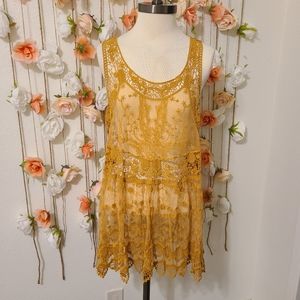Mustard yellow lace top